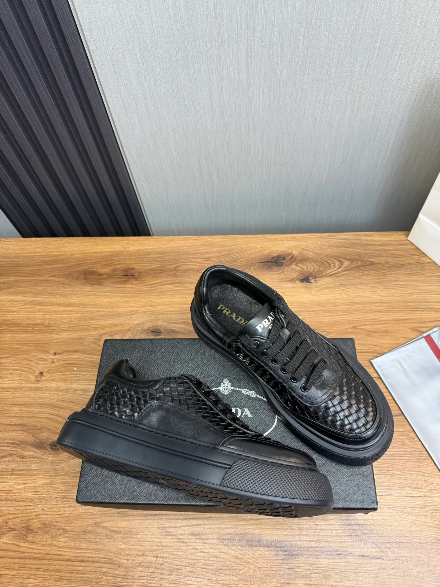 Men's shoes 💰440💰 PRADA【Prada】Men's new casual shoes ⬆️Imported cowhide + genuine leather lining. Anti-slip outsole, 38-44 (customized at 45)